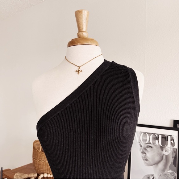 RIBBED BACKLESS ONE SHOULDER TOP #0353 - Picture 3 of 6